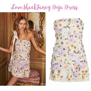 LoveShackFancy Deja Strapless Mini Dress